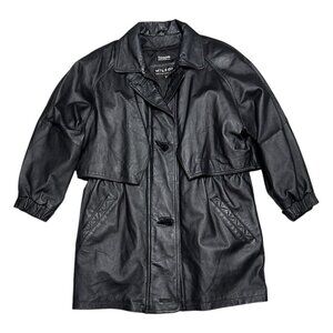 WILSONS LEATHER Luxury Designer Retro Lined Genuine LEATHER Coat Jacket Large